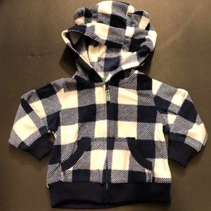 3/$15~ Carter's 6m Fleece Zip Hoodie w/bear ears